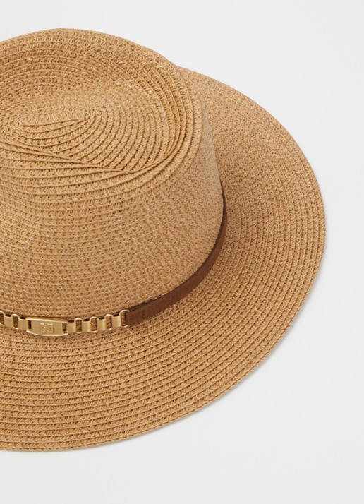 NIKKIE Quesandra hoed met logo - detail naturel
