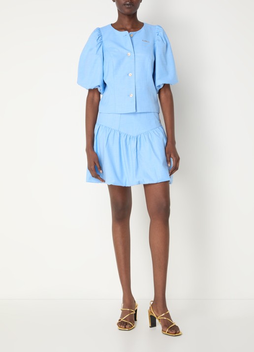 NIKKIE Quito blouse met logo - voorkant 3 blauw