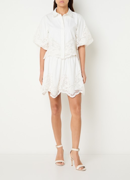 NIKKIE Rabano blouse met broderie - voorkant 4 wit