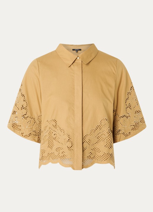 NIKKIE Rabano blouse met broderie - voorkant 2 camel