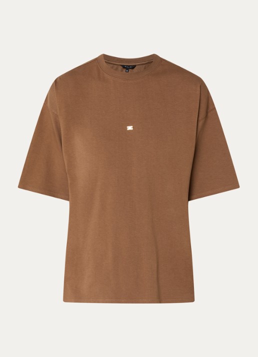 NIKKIE Ramsgate T-shirt met logo - voorkant 2 hazelnootbruin