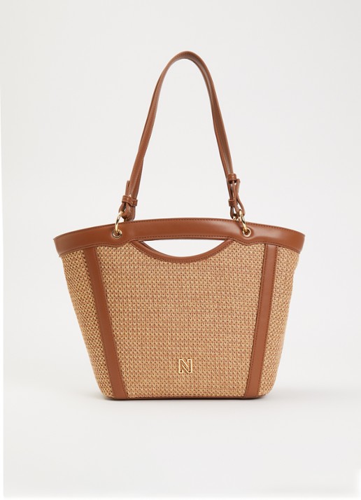 NIKKIE Reasi shopper met logo - voorkant 2 camel