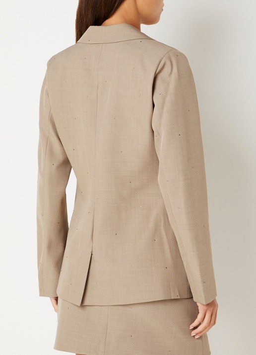 NIKKIE Reimio blazer met strass en paspelzakken - achterkant 2 zand