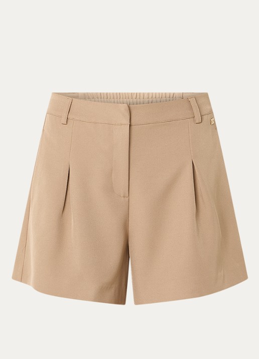 NIKKIE Reims high waist straight fit korte broek met steekzakken - voorkant camel