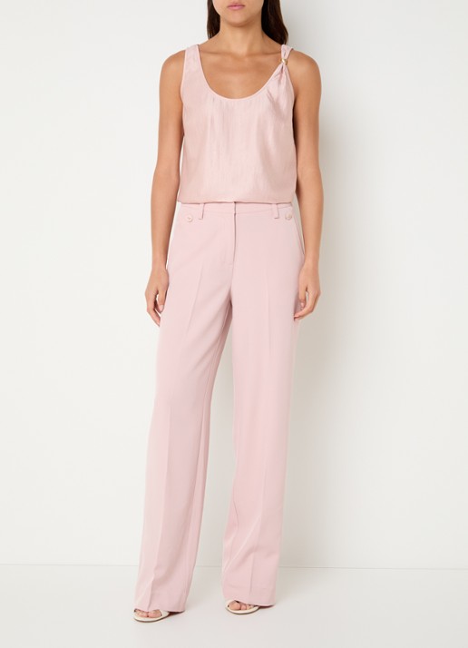 NIKKIE Reims high waist straight fit pantalon met steekzakken - voorkant 2 roze