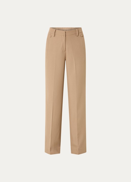 NIKKIE Reims high waist straight fit pantalon met steekzakken - voorkant camel