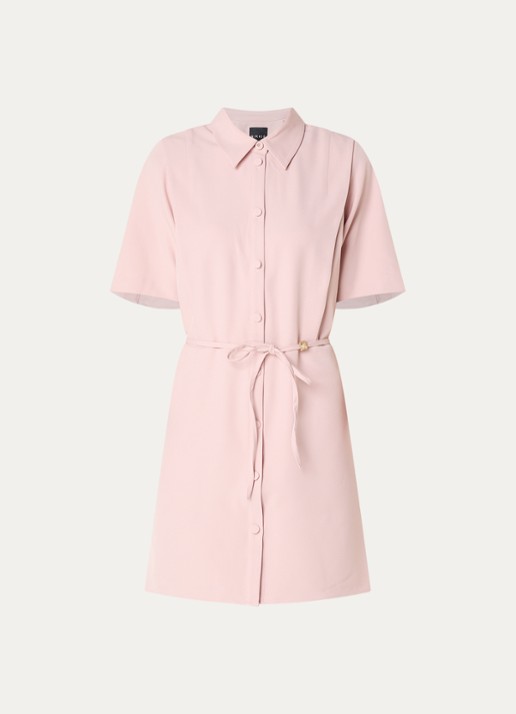 NIKKIE Reims mini jurk met ceintuur - voorkant lichtroze