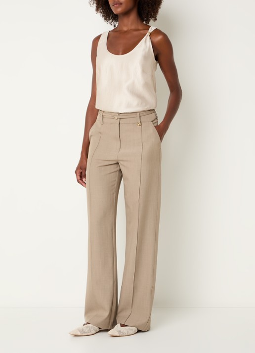 NIKKIE Relizane top met metallic finish - voorkant 2 beige