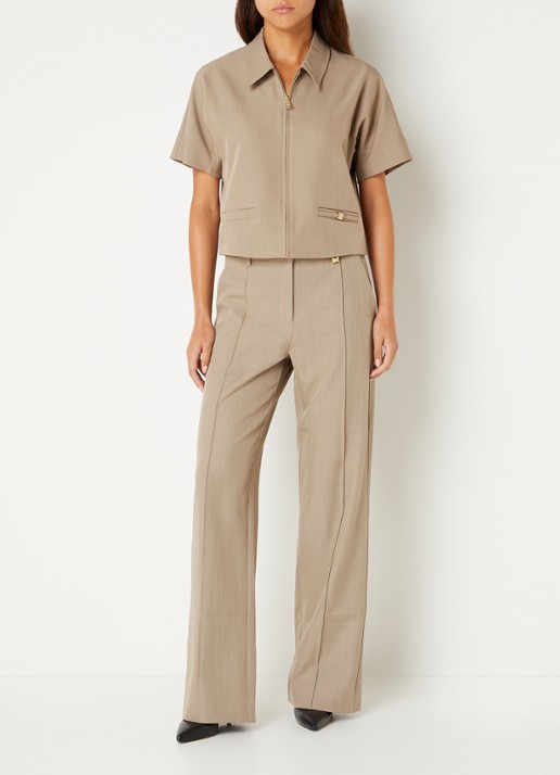NIKKIE Reno cropped blouse - voorkant 2 zand