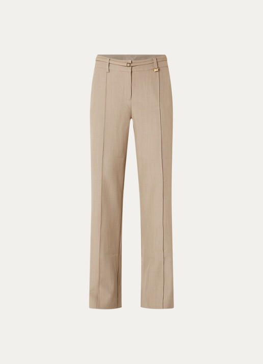 NIKKIE Reno high waist loose fit pantalon met steekzakken - voorkant zand