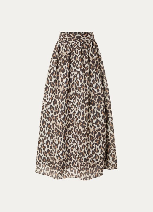 NIKKIE Retiro maxi rok met panterprint - voorkant bruin