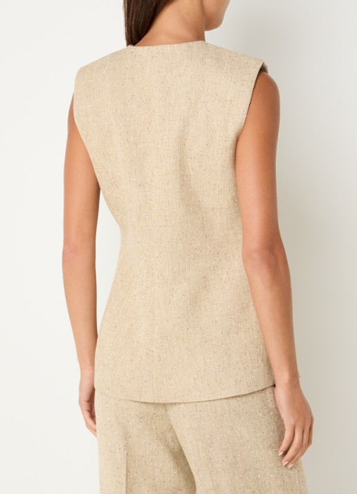 NIKKIE Reza gilet met tweed-look - achterkant beige