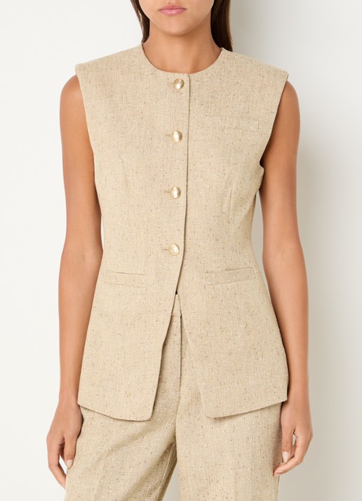 NIKKIE Reza gilet met tweed-look - detail 2 beige