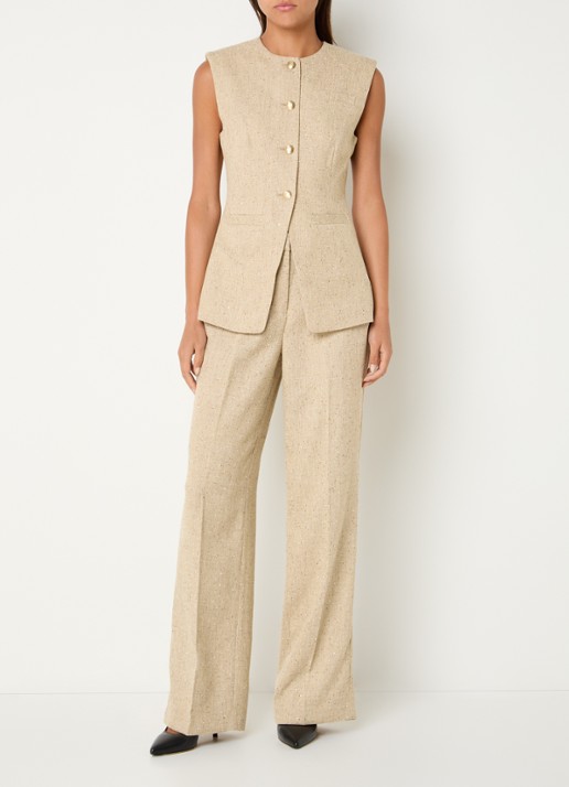 NIKKIE Reza gilet met tweed-look - voorkant 4 beige