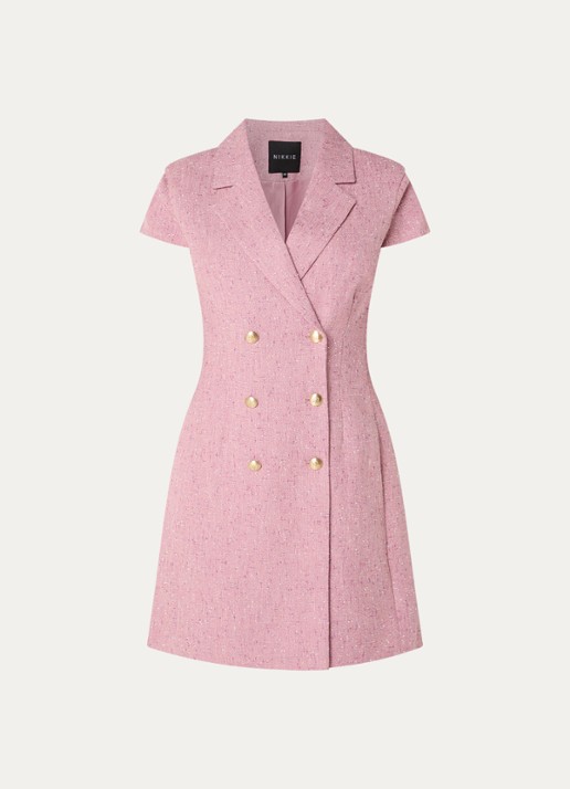 NIKKIE Reza mini blazerjurk met strass - voorkant 3 roze