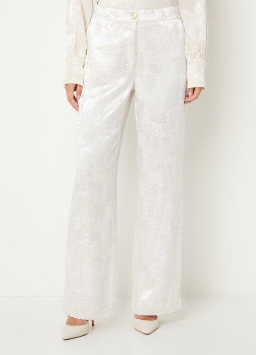 NIKKIE Rialto high waist straight fit pantalon met jacquard dessin