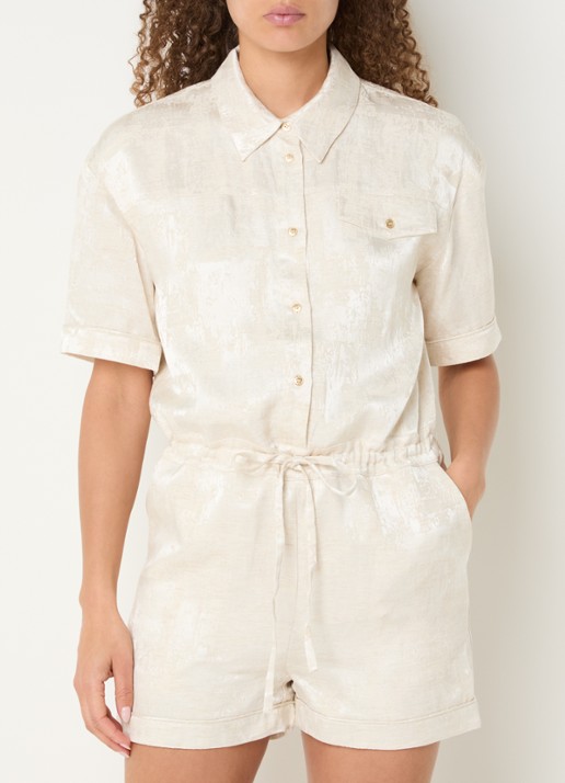 NIKKIE Rialto loose fit playsuit met jacquard dessin en strikceintuur