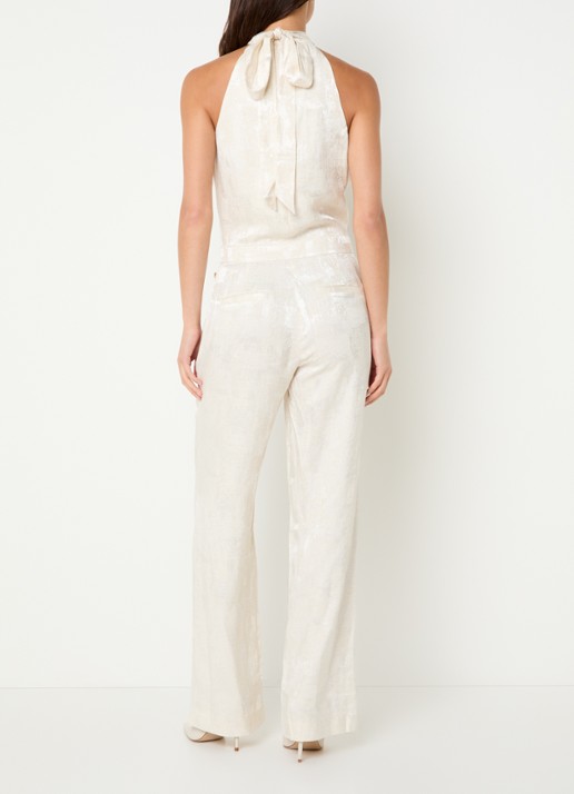 NIKKIE Rialto straight fit jumpsuit met jacquard dessin - achterkant 4 creme