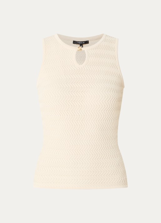 NIKKIE Riom top met structuur - voorkant creme