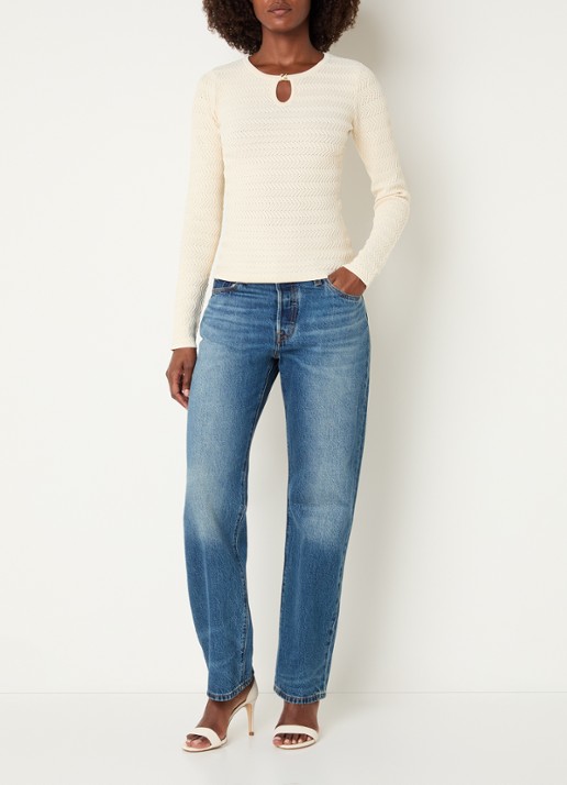 NIKKIE Riom top met structuur - voorkant 2 creme