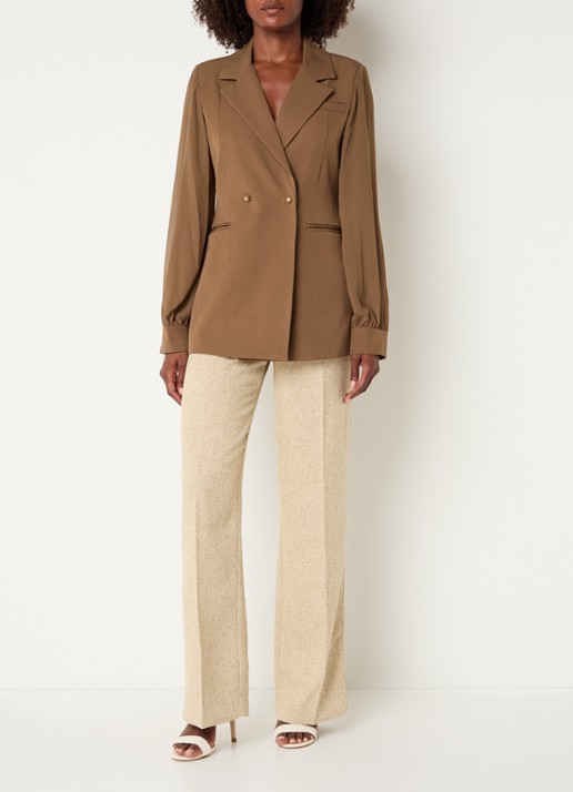 NIKKIE Rioverde blazer met paspelzakken - voorkant 2 hazelnootbruin