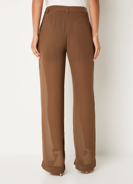 NIKKIE Rioverde high waist straight fit pantalon van mesh - achterkant bruin