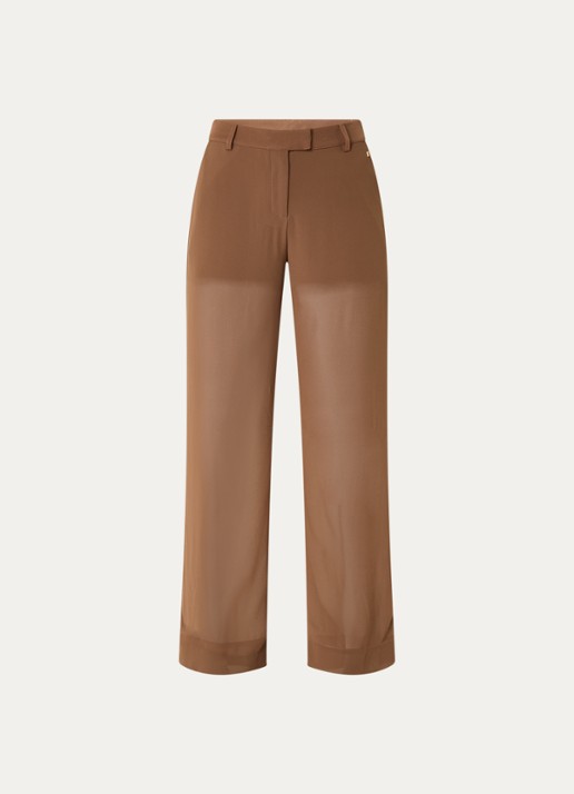 NIKKIE Rioverde high waist straight fit pantalon van mesh - voorkant 3 bruin