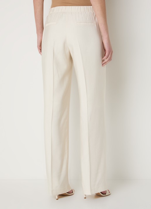 NIKKIE Riva mid waist straight fit pantalon met persplooi en steekzakken - achterkant creme