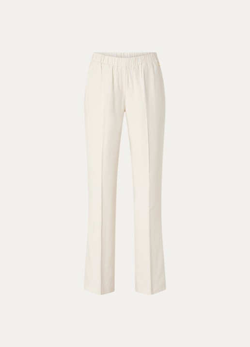 NIKKIE Riva mid waist straight fit pantalon met persplooi en steekzakken - voorkant 2 creme