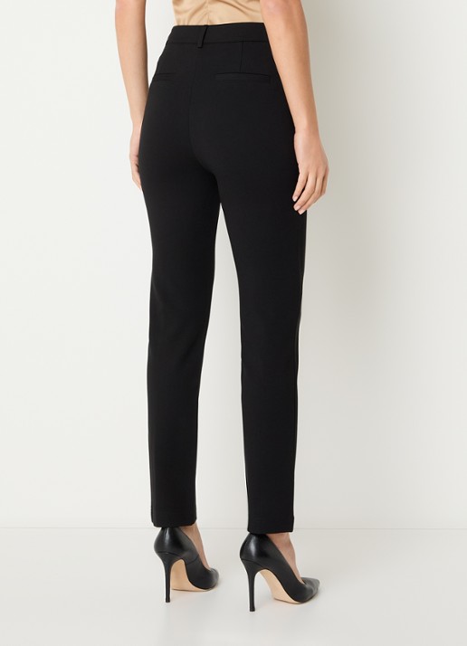 NIKKIE Rivello high waist slim fit pantalon van jersey met siernaad  - achterkant zwart