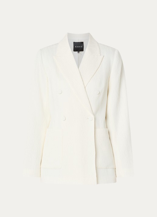 NIKKIE Roseville double-breasted blazer met opgestikte zakken - voorkant 3 gebroken wit