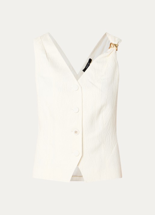 NIKKIE Roseville gilet met V-hals - voorkant 2 gebroken wit