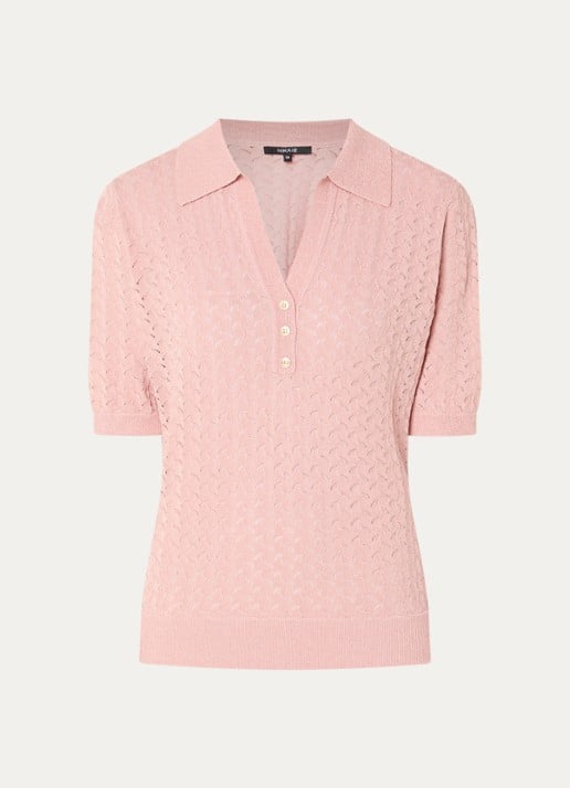 NIKKIE Rouen top met lurex en opengewerkt dessin - voorkant 3 orange