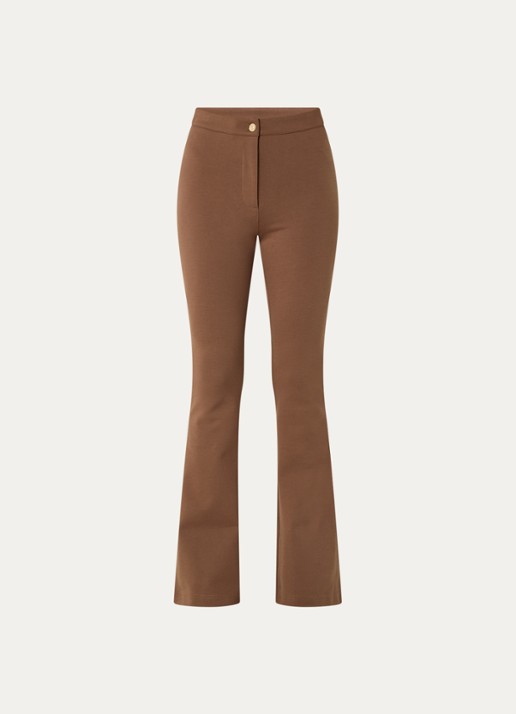 NIKKIE Ruvato high waist flared fit pantalon met stretch - voorkant bruin