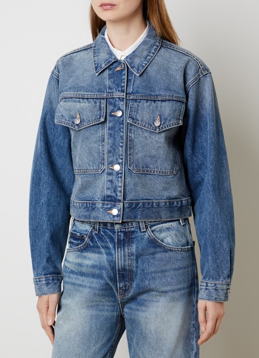 Nili Lotan Clement cropped spijkerjas met klepzakken