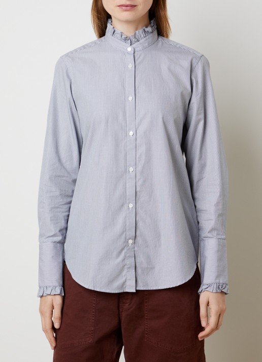 Nili Lotan Elio blouse met opstaande kraag en ruches