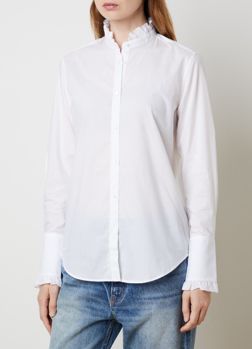 Nili Lotan Elio blouse met opstaande kraag en ruches
