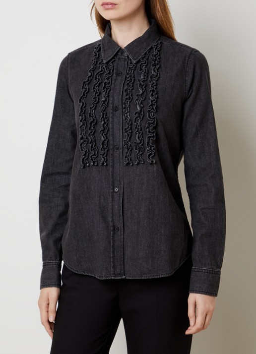 Nili Lotan Emilie blouse van denim met ruches