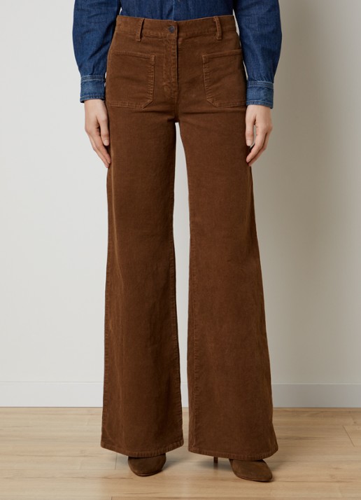 Nili Lotan Florence high waist flared fit broek van corduroy