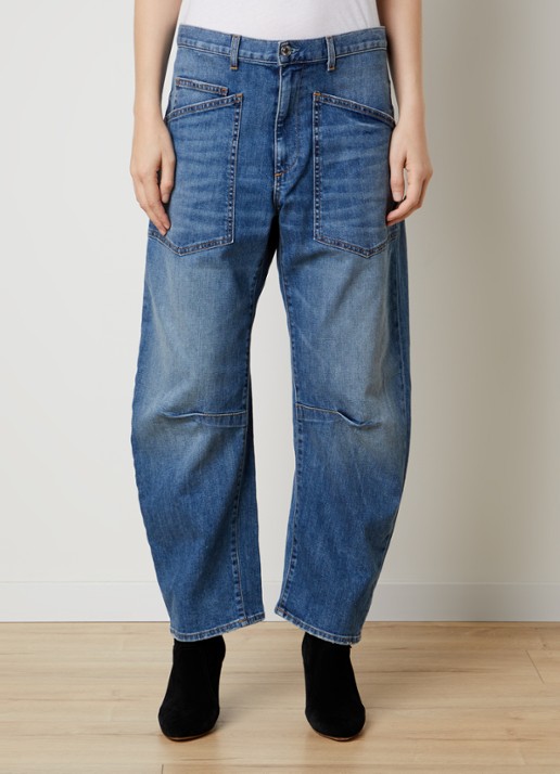 Nili Lotan Shon mid waist balloon jeans met medium wassing