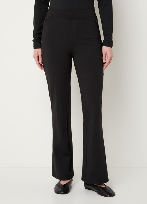 Ninepine Asana high waist bootcut fit broek met ritszakken - detail zwart