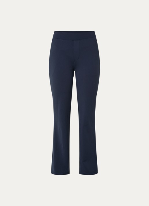 Ninepine Asana high waist flared fit broek met ritszakken - voorkant 3 donkerblauw