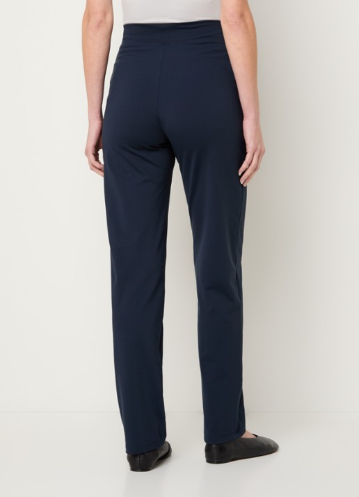 Ninepine Asana high waist slim fit broek met ritszakken - achterkant donkerblauw
