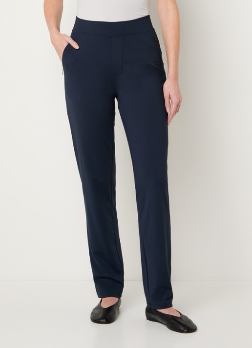 Ninepine Asana high waist slim fit broek met ritszakken - detail 4 donkerblauw