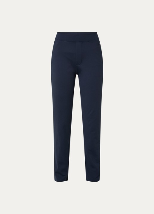 Ninepine Asana high waist slim fit broek met ritszakken - voorkant 3 donkerblauw