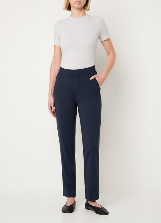 Ninepine Asana high waist slim fit broek met ritszakken - voorkant 4 donkerblauw