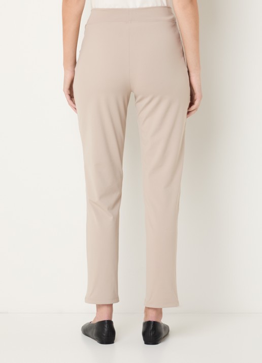 Ninepine Asana high waist slim fit broek met ritszakken - achterkant 2 beige