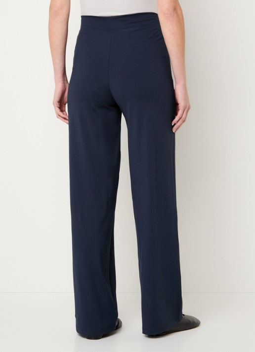 Ninepine Asana high waist straight fit broek met ritszakken - achterkant 3 donkerblauw