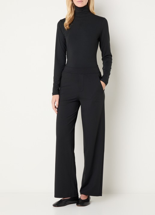 Ninepine Asana high waist straight fit legging met ritszakken - voorkant 3 zwart