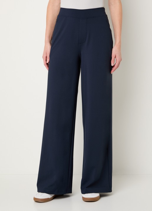 Ninepine Asana high waist wide fit broek met ritszakken - detail 3 donkerblauw